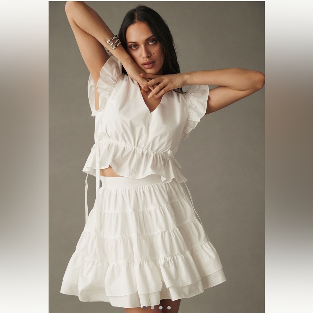 En Saison - Anthropologie - Juliet Top and Skirt Set in white Oyster - S/M